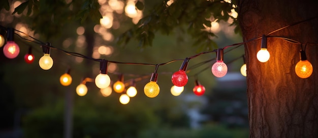 Colorful light bulb garland