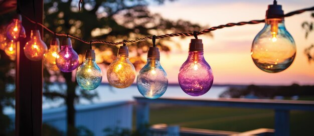 Colorful light bulb garland