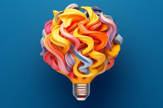 Foto una lampadina colorata nello stile dell'arancione chiaro e della marina leggera gifs animate sculture di carta