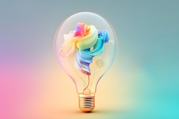 Colorful light bulb on a Vibrant Background