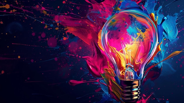 Colorful Light Bulb With Paint Splatters