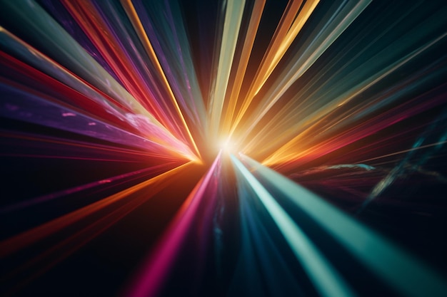 A colorful light burst with a black background