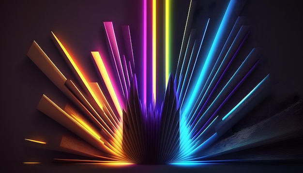 A colorful light display with a black background