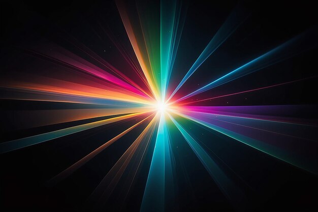 Фото Цветная утечка света на черном фоне абстрактный дизайн с оптической линзой вспышки выстрел на длинном объективе