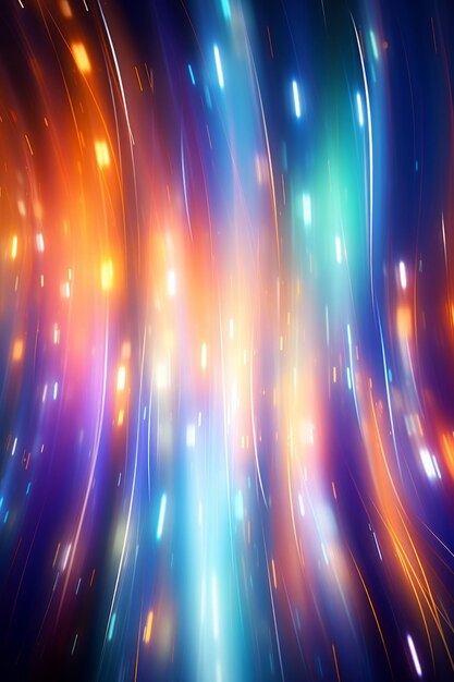 Photo colorful light streaks on a dark blue background