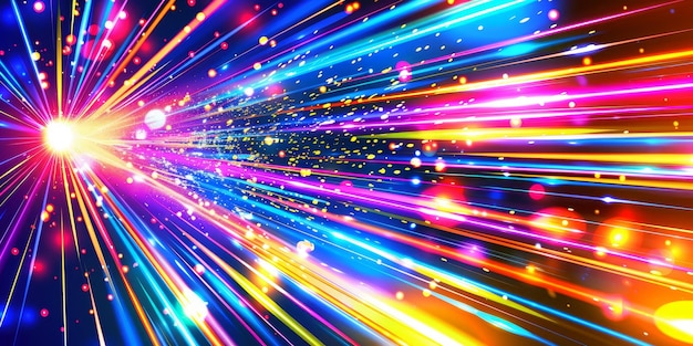 colorful light streaks radiating from a central point creating a vibrant and dynamic burst effect energy and motion concept