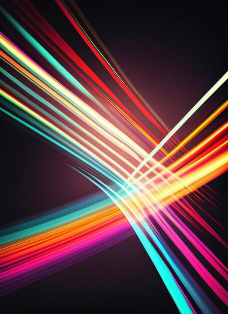 Фото Цветные световые тропы с эффектом движения иллюстрация высокоскоростного светового эффекта на черном фоне