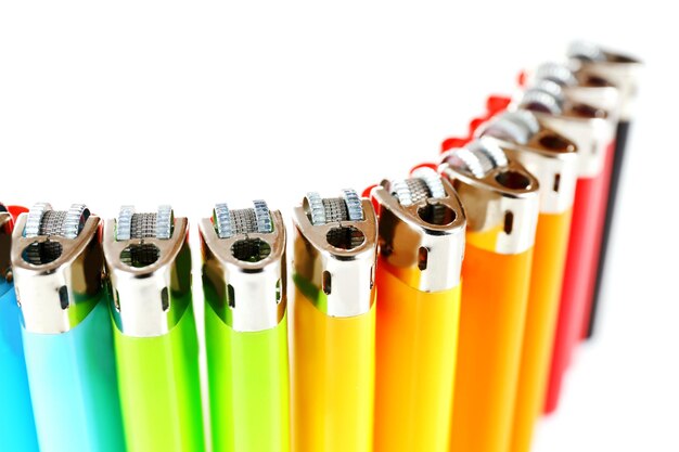 Colorful lighters closeup