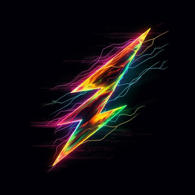 A colorful lightning bolt with the word light on it