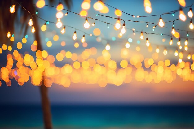 Colorful Lights in Bokeh Beach Party