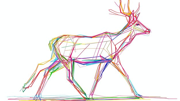 Photo colorful line art of a deer walking the image is simple and elegant and would make a great addition to any home or office