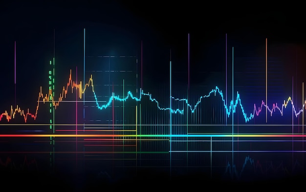 A colorful line graph with the word music on it