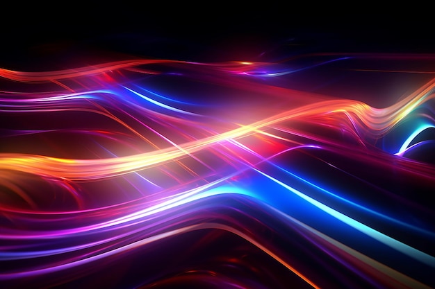 Colorful lines on a black background with a black background