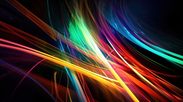 Colorful lines on a black background