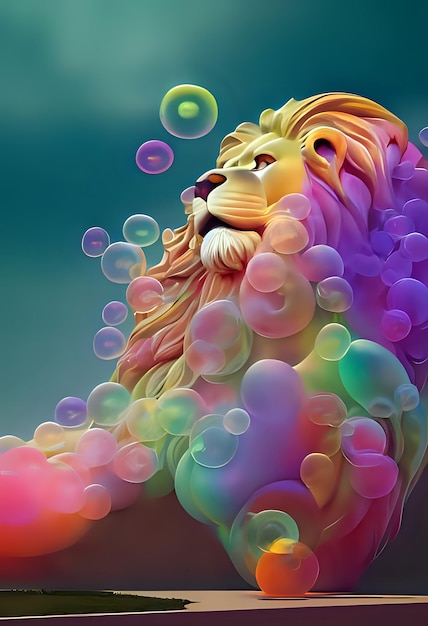 colorful lion art picture