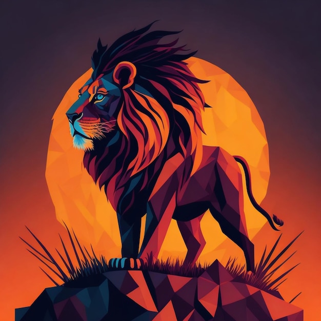 Colorful lion beautifull painting art style