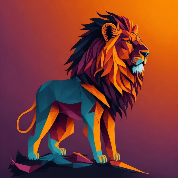 Colorful lion beautifull painting art style