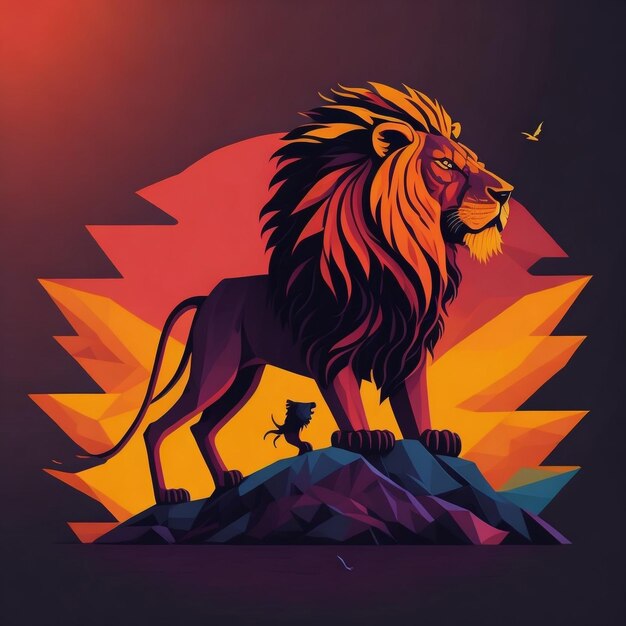カラフルなライオンの美しい絵画アート スタイル