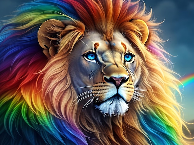 A Colorful Lion blue eyes