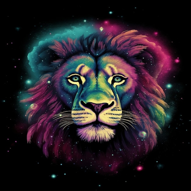 Colorful lion head