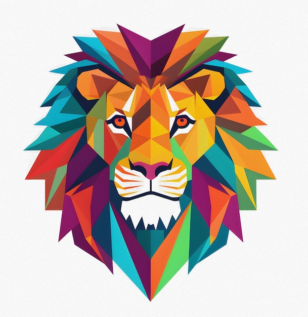 A colorful lion with a big head