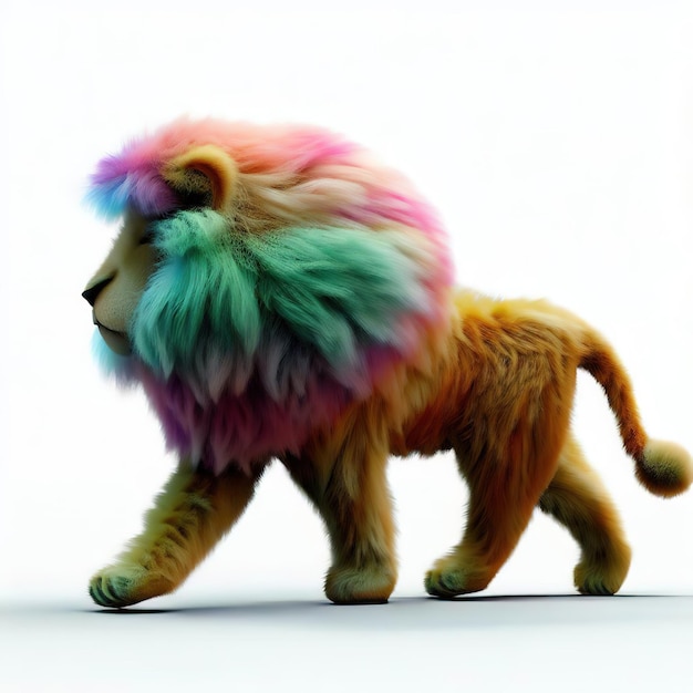 A colorful lion with a mane on it