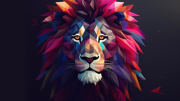 colorful lionHD 8K wallpaper Stock Photographic Image