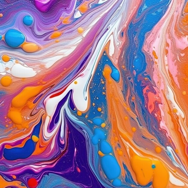 Colorful liquid abstract painting created with generative AI