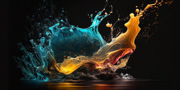 Colorful liquid on a black background