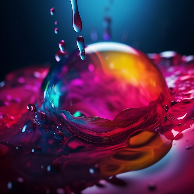 Colorful liquid bubbles background with copy space for design AI generated