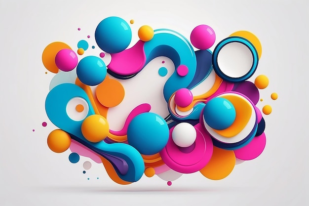 Colorful liquid circle Abstract geometric shapes on white background 3D vector design elements