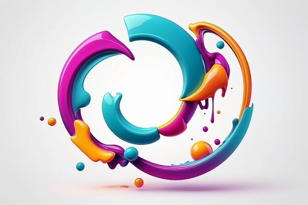 Colorful liquid circle Abstract geometric shapes on white background 3D vector design elements