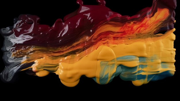 A colorful liquid is poured into a black background.