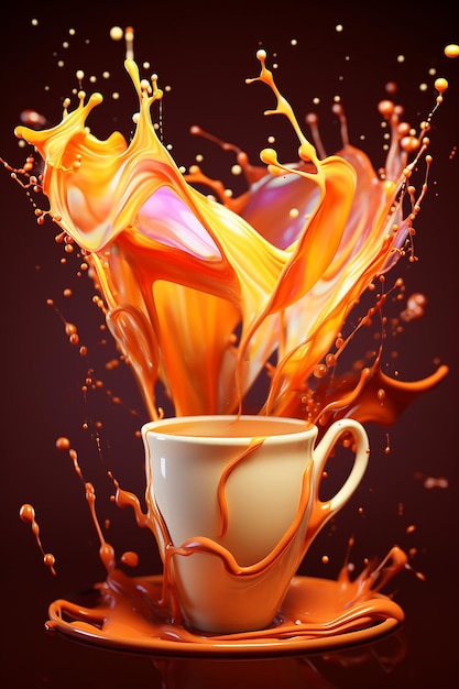 Colorful liquid is pouring from a cup in the style of digital art techniques