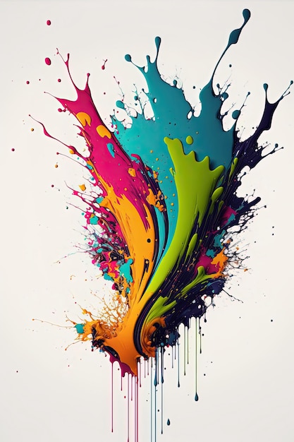 Colorful liquid paint splash on white background