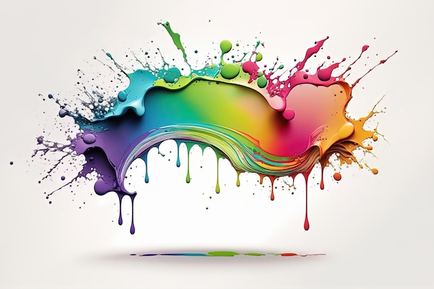 Colorful liquid paint splash on white background