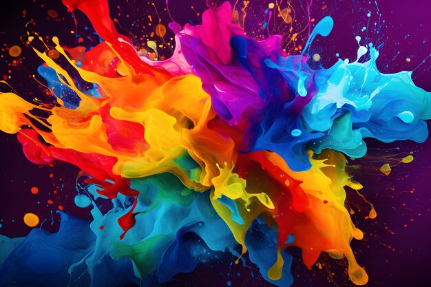 Colorful liquid paint splatter background