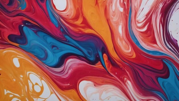 Colorful liquid paint texture on a white paper background