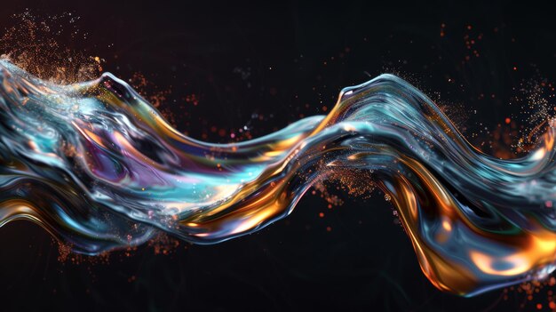 Colorful Liquid Splash on Black Background