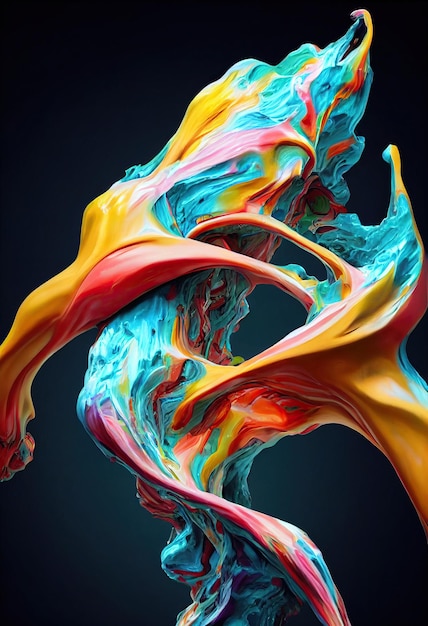 Colorful liquid splash generated by artificial intelligence