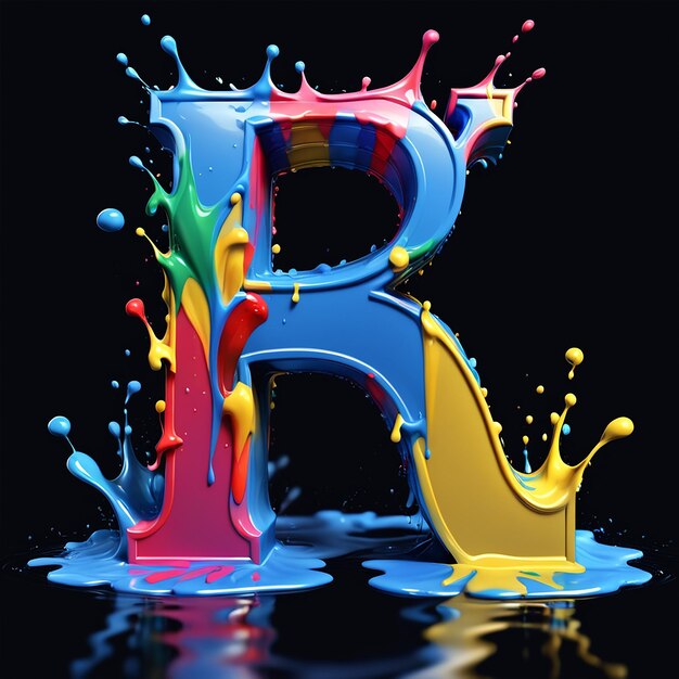 A colorful liquid splashing in a letter