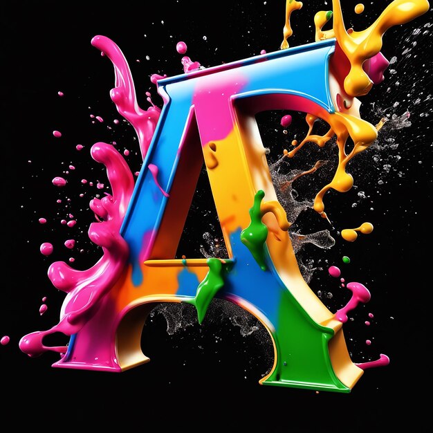 A colorful liquid splashing in a letter