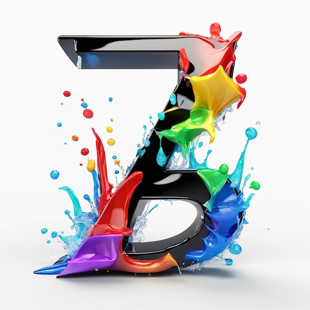 Photo a colorful liquid splashing in a letter a