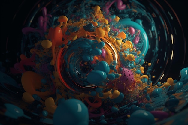 A colorful liquid swirls in a glass