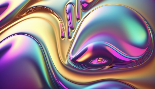 A colorful liquid texture that is made by the artist.