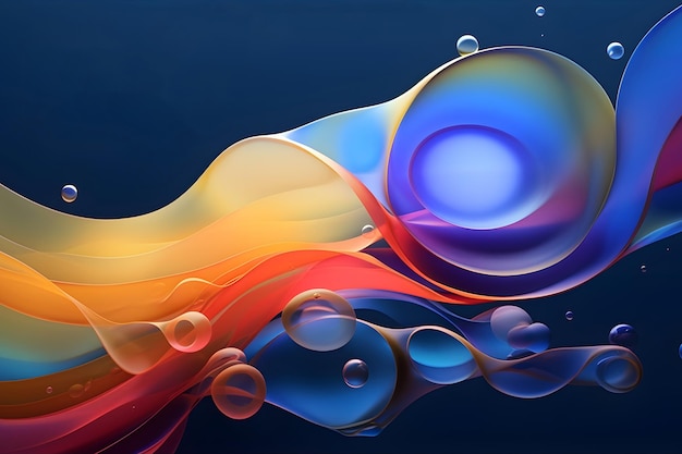 colorful liquid waves background with glass effect