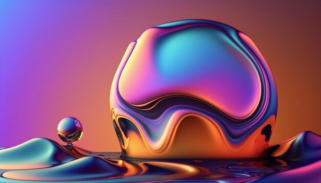 A colorful liquid with a drop of liquid on it