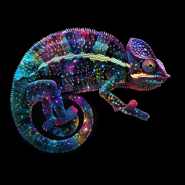 a colorful lizard with the colorful lights on it