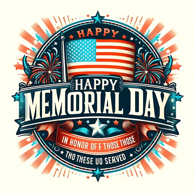 Photo a colorful logo for memorial day in honor of us federal holiday