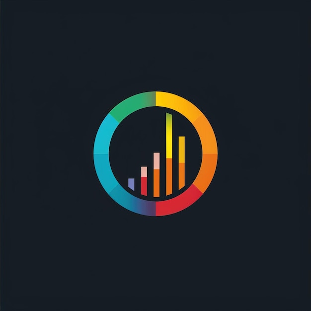 a colorful logo with a graph in the middle of it